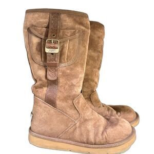 UGG Classic Chestnut Sherpa Lined Suede Mid-Calf Boots Women's sz 7